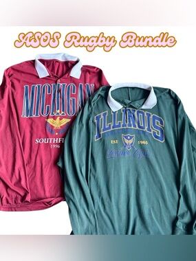 STYLE BUNDLE: ASOS Man Collegiate Michigan + Illinois Rugby Shirt 90s Revival